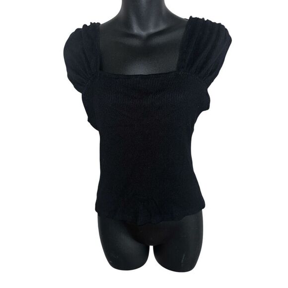 Anthropologie Tops - BEAUTIFUL WOMEN Anthropologie- black sleeveless top with ruffles GOOD CONDITION